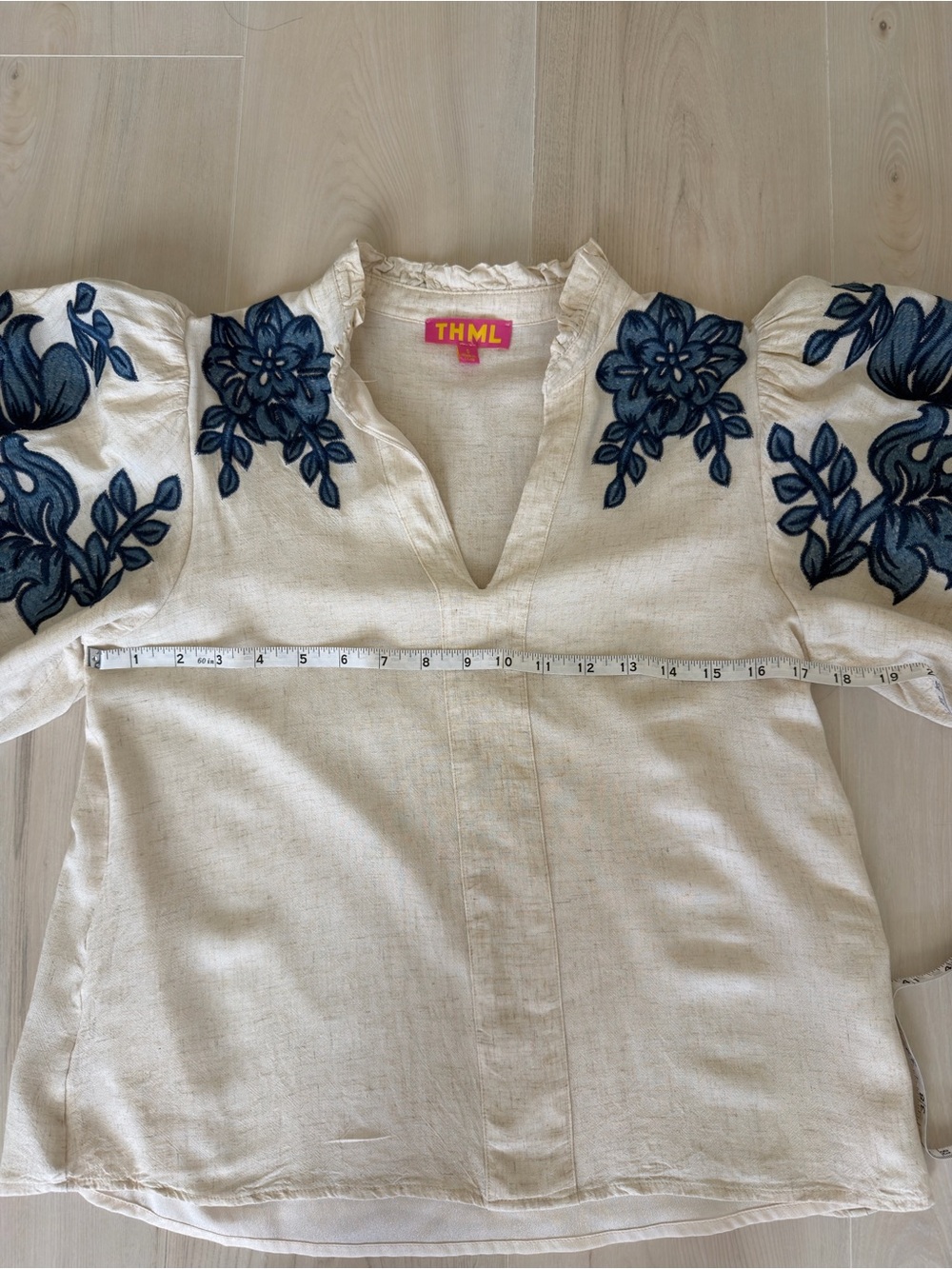 THML Cream Blouse with Navy Floral Embroidery - Picture 4 of 4